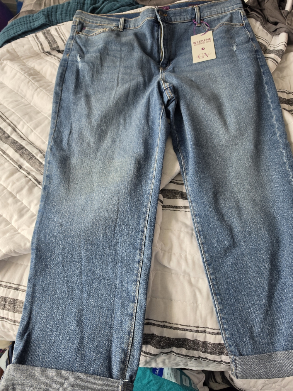 Women’s Light Blue Boyfriend Straight-Leg Jeans 14w NWT
